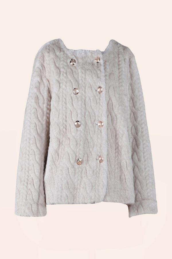 Biscuit Cable-Knit Coat