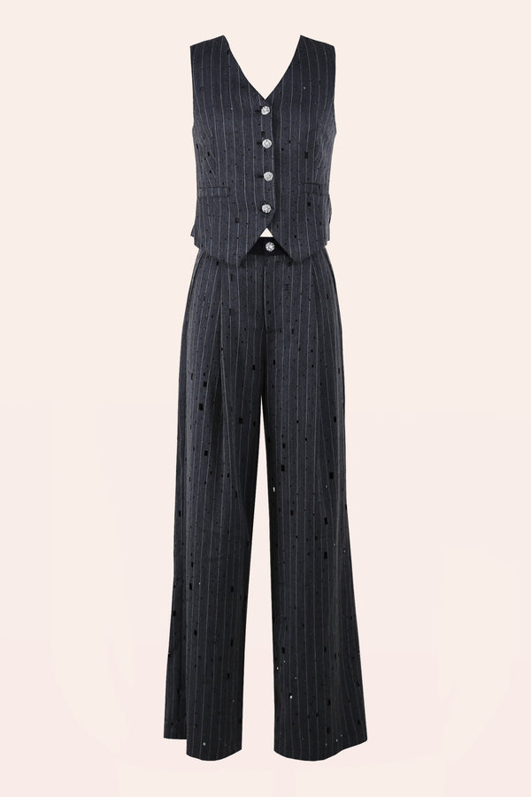 Two-Piece Pinstripe Vest and Pants Set