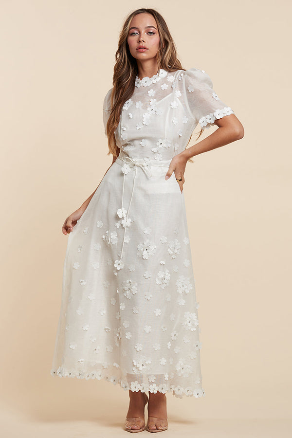 Delicate White Petal Skirt Set