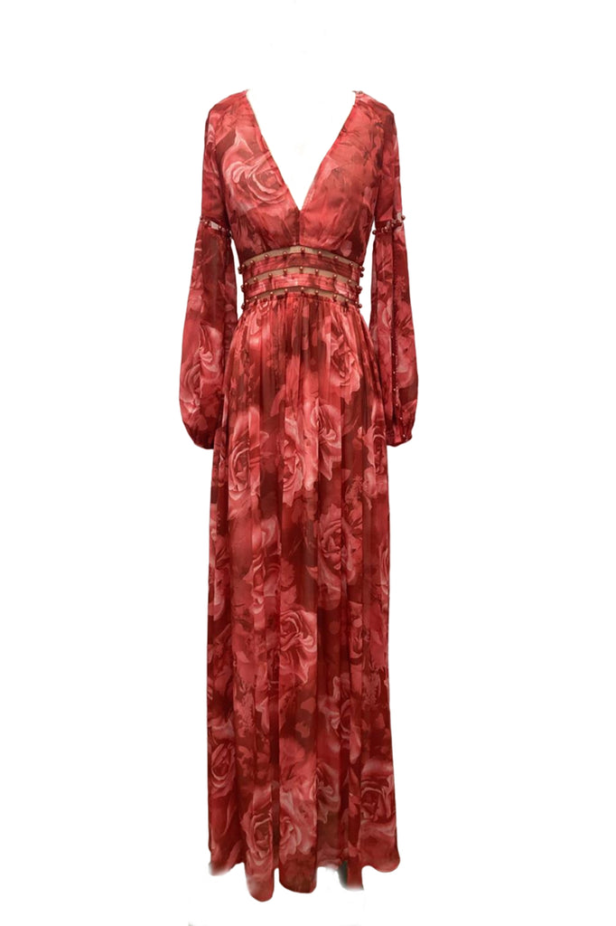 Burgundy Rose Elegance Maxi Dress